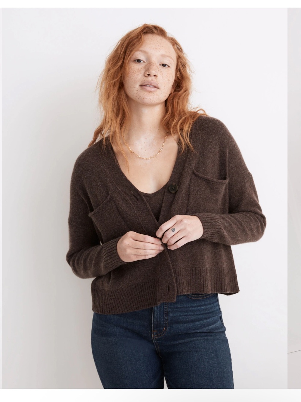 Madewell Upton Cardigan Sweater in Heather Molases Size Medium